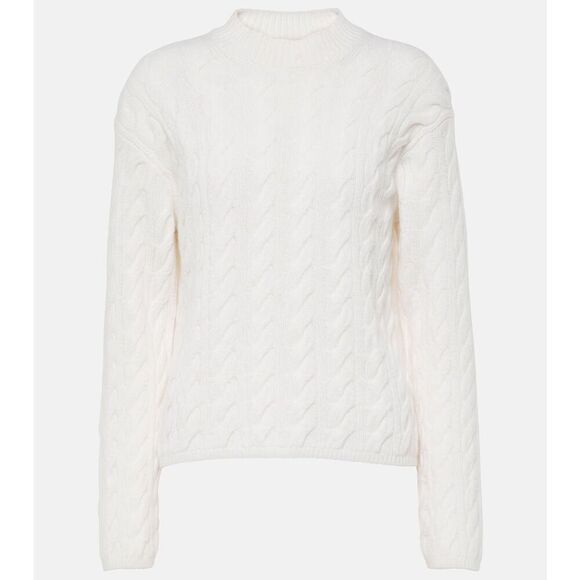 NEW $445 Vince Women's Twisted Cable Wool Cashmere  Sweater, Sz Large Off White - Picture 1 of 8